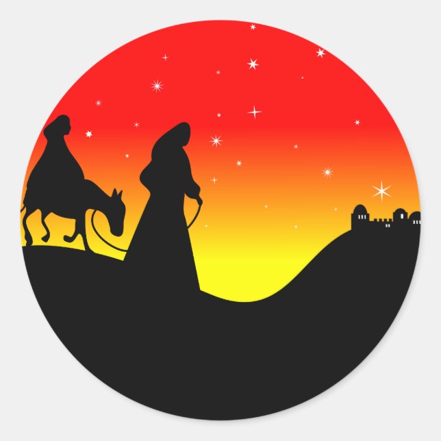 Mary & Joseph Classic Round Sticker (Front)