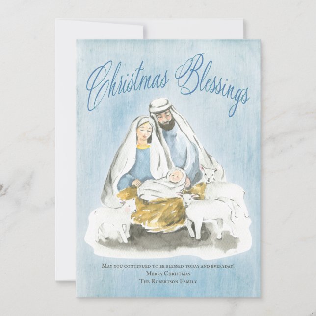 Mary Joseph Jesus Christian Blessings Christmas Holiday Card (Front)