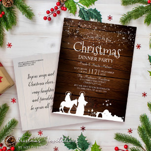 Mary Joseph Nativity Christmas Dinner Invitation Postcard