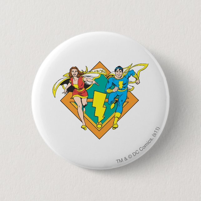 Mary & Junior Run Pinback Button (Front)