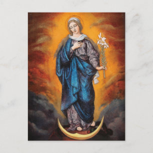 Mary, Madonna Lily, Crescent Moon Postcard