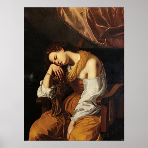 Mary Magdalene as Melancholy by Artemisia Gentiles Poster