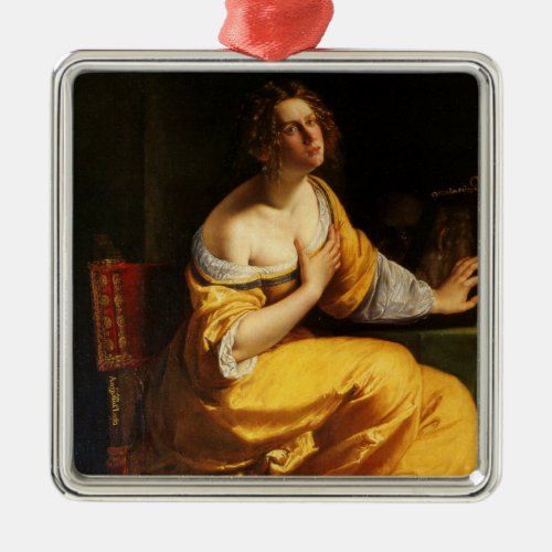 Mary Magdalene by Artemisia Gentileschi Metal Ornament
