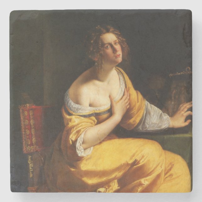 Mary Magdalene (by Artemisia Gentileschi) Stone Coaster (Front)