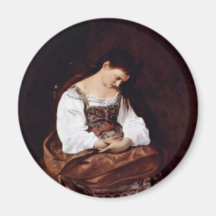 Mary Magdalene By Michelangelo Merisi Da Caravaggi Magnet
