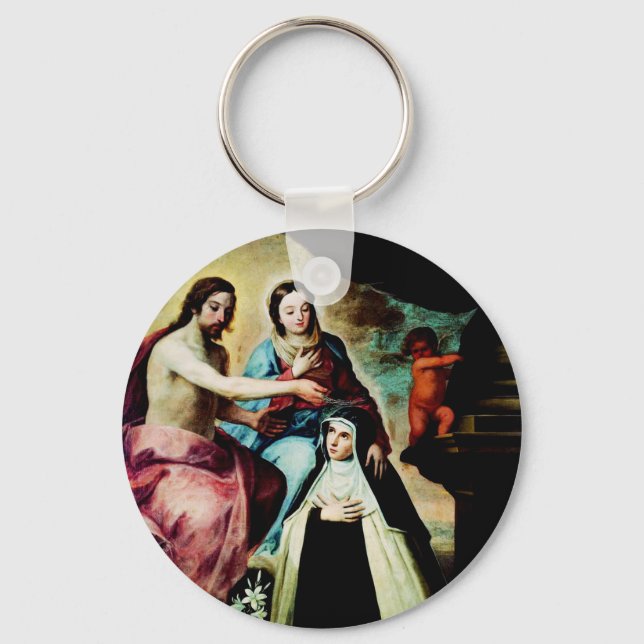 Mary Magdalene de Pazzi by Pedro de Moya Keychain (Front)