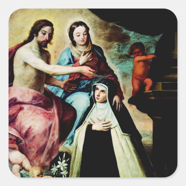 Mary Magdalene de Pazzi by Pedro de Moya Square Sticker (Front)