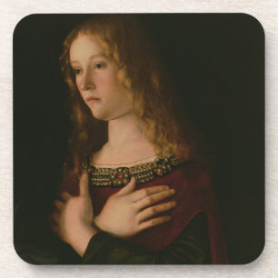 Mary Magdalene, detail from the Virgin and Child w Beverage Coaster