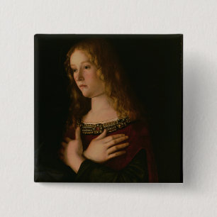 Mary Magdalene, detail from the Virgin and Child w Pinback Button