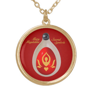 Mary Magdalene - Four Sacred Symbols Gold Plated Necklace