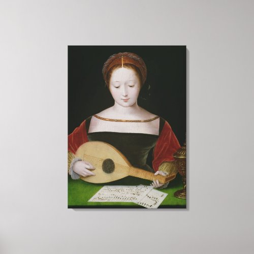 Mary Magdalene Playing a Lute Canvas Print