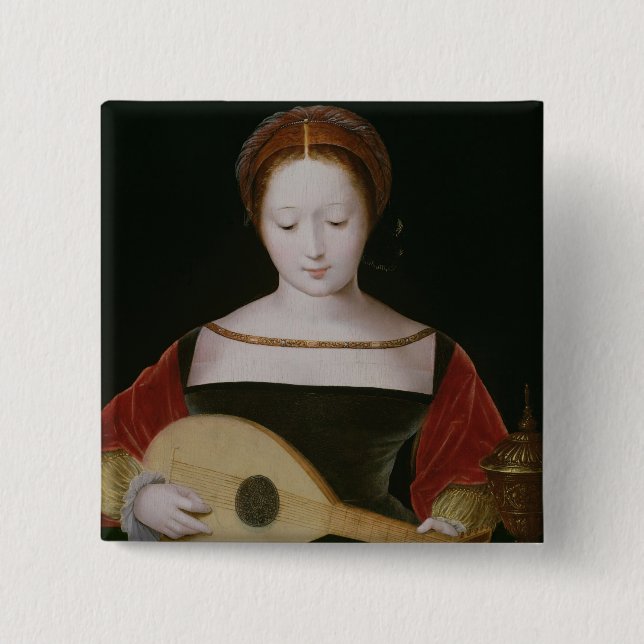 Mary Magdalene Playing a Lute Pinback Button (Front)