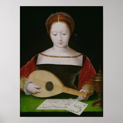 Mary Magdalene Playing a Lute Poster
