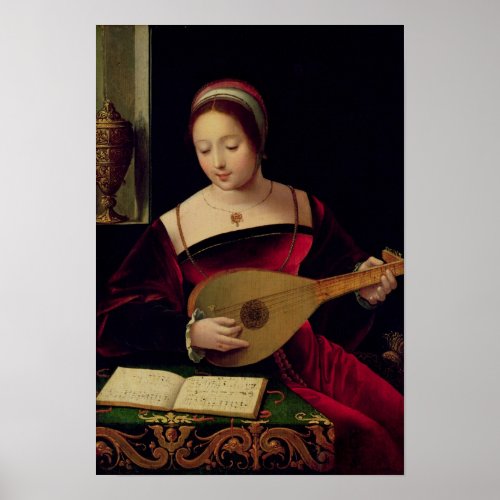 Mary Magdalene Playing the Lute Poster