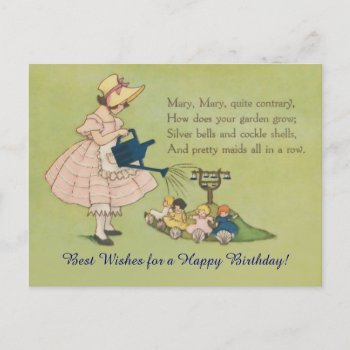 Mary Mary Quite Contrary Happy Birthday Postcard by LeAnnS123 at Zazzle