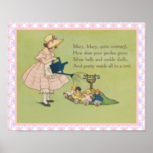 Mary Mary Quite Contrary Nursery Rhyme Poster