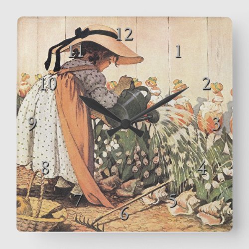 Mary Mary Quite Contrary Nursery Rhyme Square Wall Clock