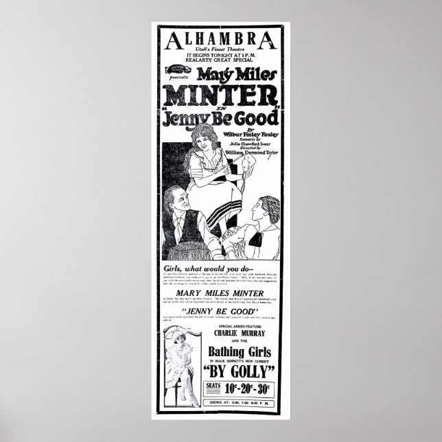 Mary Miles Minter 1920 vintage movie ad poster (Front)