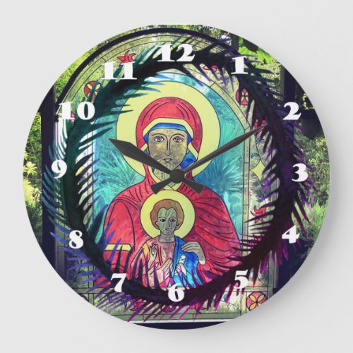 Mary Mother Baby Jesus Orthodox Icon Wall Clock