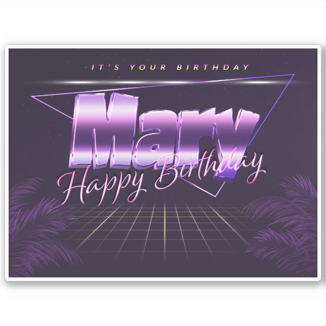 Mary Name First Name lila retro Sticker Birthday (Front)