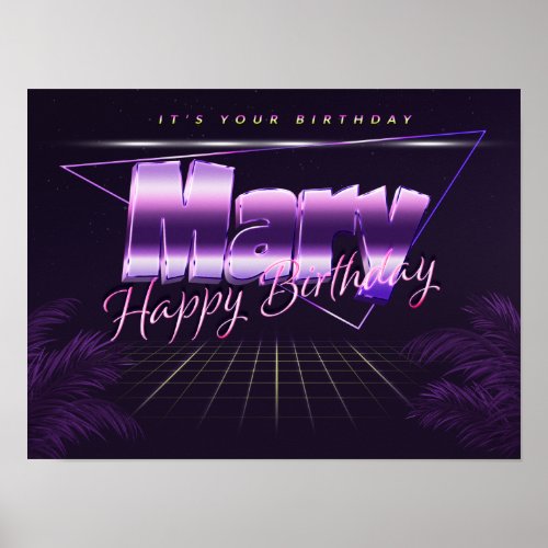 Mary Name First Name purla retro Poster Birthday