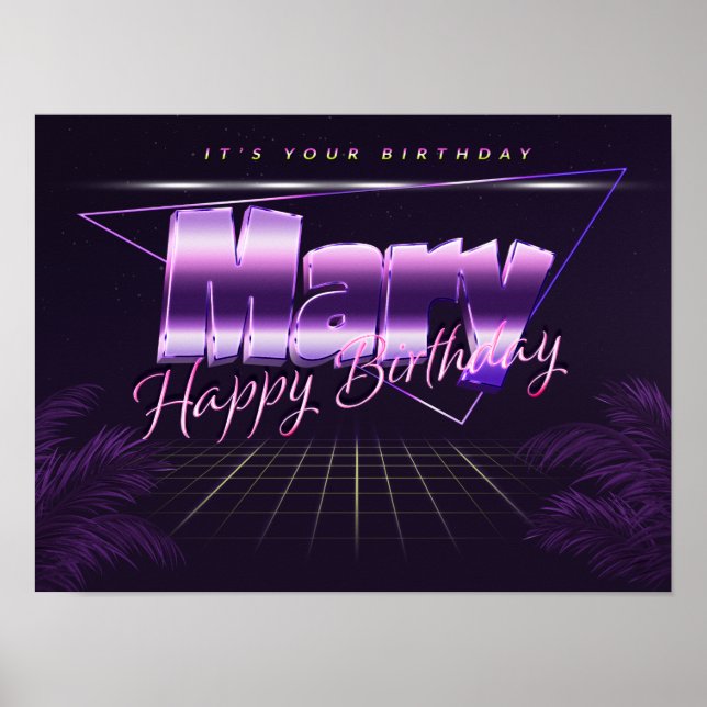 Mary Name First Name purla retro Poster Birthday (Front)