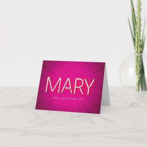 Mary Name in Glowing Neon Lights Card