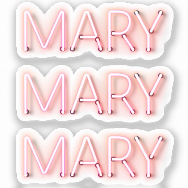 Mary Name in Glowing Neon Lights x3 Sticker (Front)