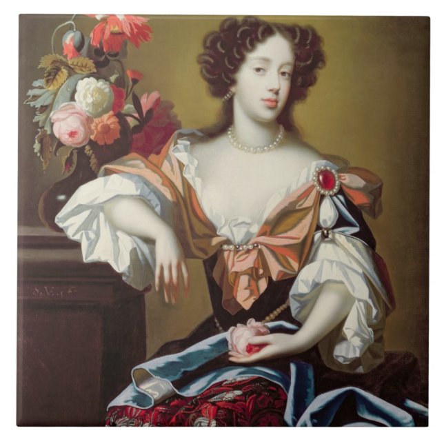 Mary of Modena (1658-1718), c.1680 (oil on canvas) Tile (Front)
