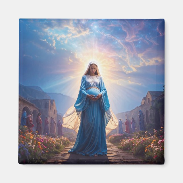 Mary of Nazareth Walking Alone – Christian Artwork Magnet (Front)