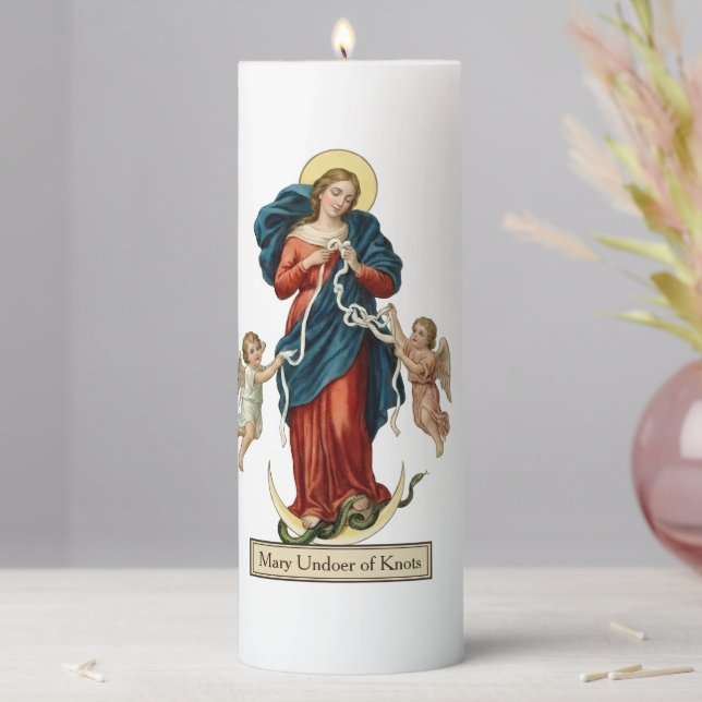 Mary Our Lady Undoer of Knots Religious Pillar Candle (In Situ)