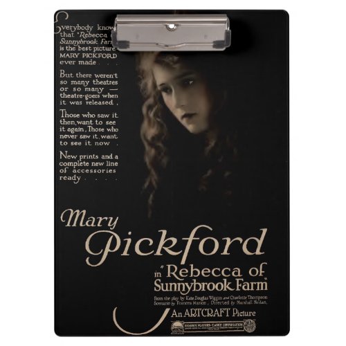 Mary Pickford 1920 silent movie exhibitor ad Clipboard