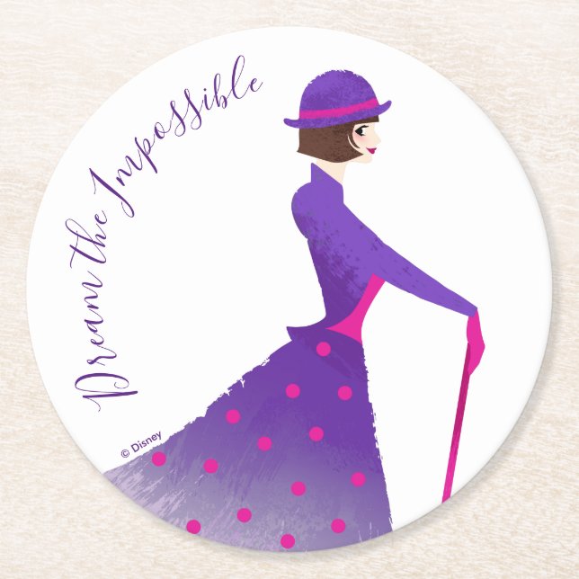 Mary Poppins | Dream the Impossible Round Paper Coaster (Front)