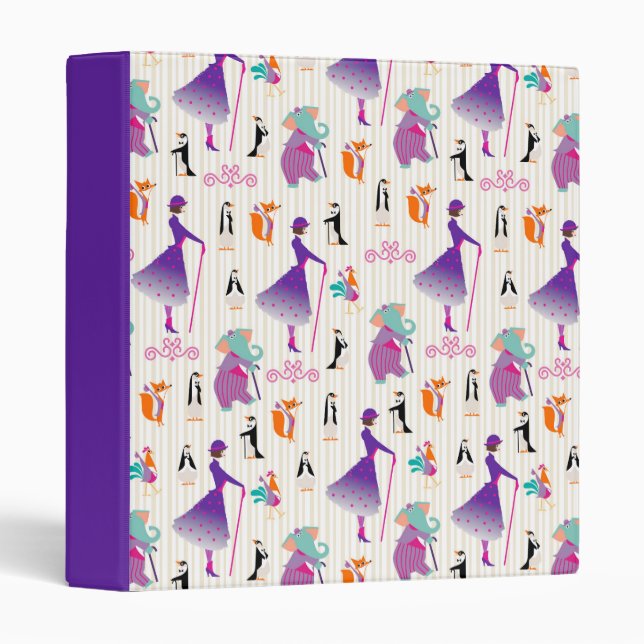 Mary Poppins & Friends Striped Pattern 3 Ring Binder (Front/Spine)
