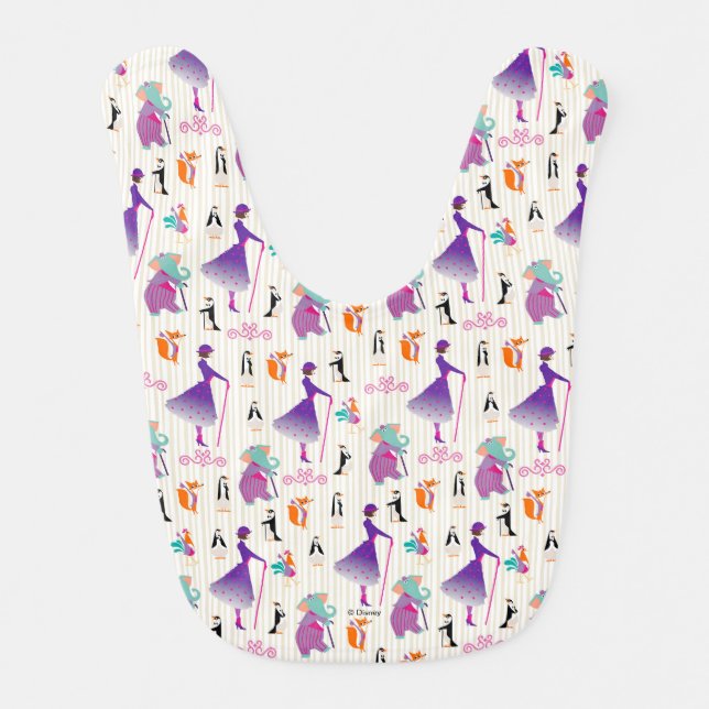 Mary Poppins & Friends Striped Pattern Baby Bib (Front)