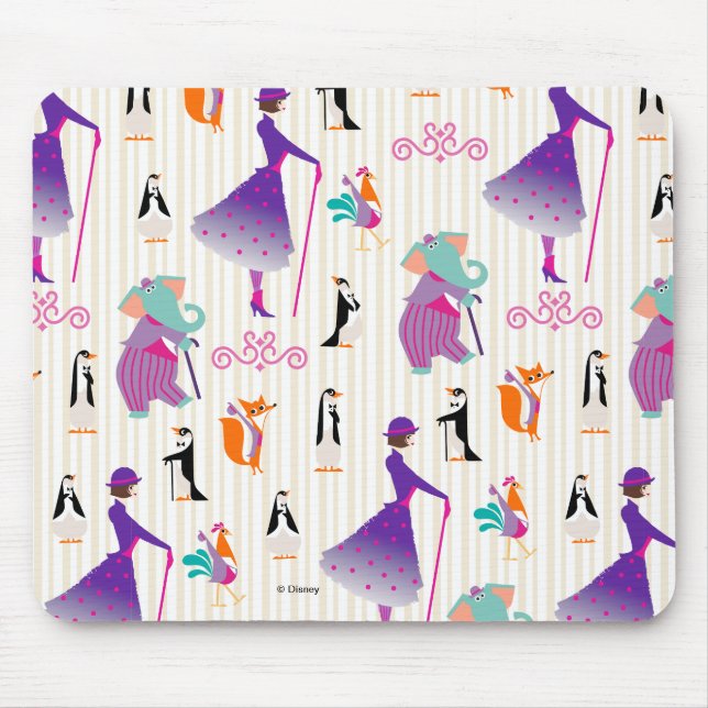 Mary Poppins & Friends Striped Pattern Mouse Pad (Front)