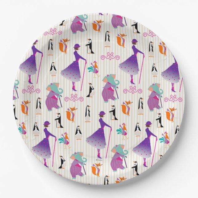 Mary Poppins & Friends Striped Pattern Paper Plates (Front)