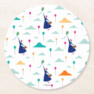 Mary Poppins Magic Fills the Air Pattern Round Paper Coaster