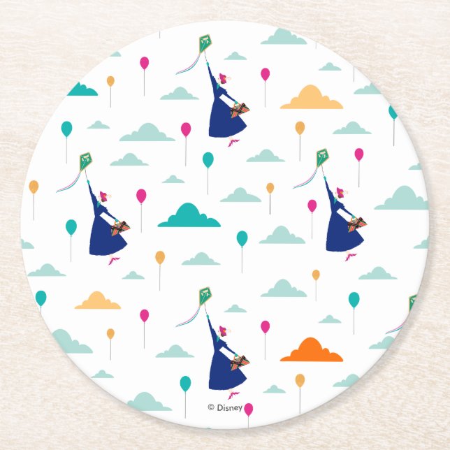 Mary Poppins | Magic Fills the Air Pattern Round Paper Coaster (Front)