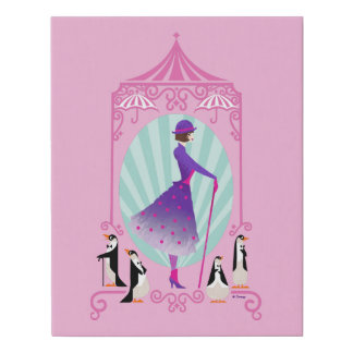 Mary Poppins & Penguins Faux Canvas Print