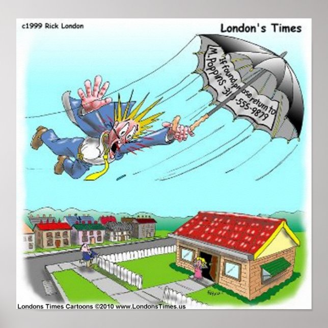 Mary Poppins Umbrella Funny Collectible Art Poster (Front)