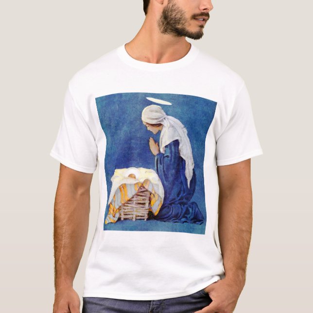 Mary Praying And Baby Jesus T-Shirt (Front)
