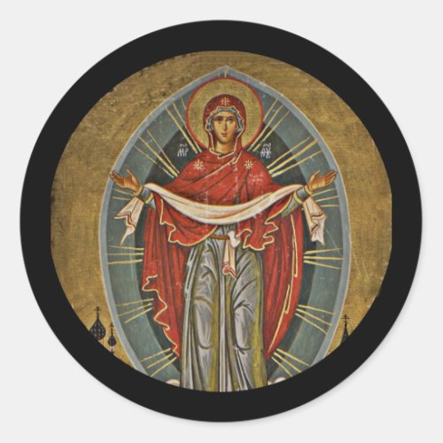 Mary Protector Theotokos Classic Round Sticker