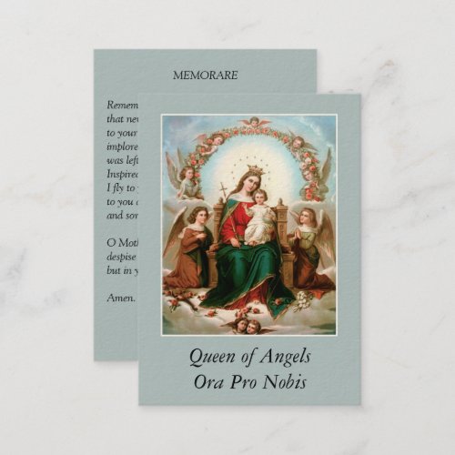 Mary Queen of Angels Memorare Prayer Holy Cards