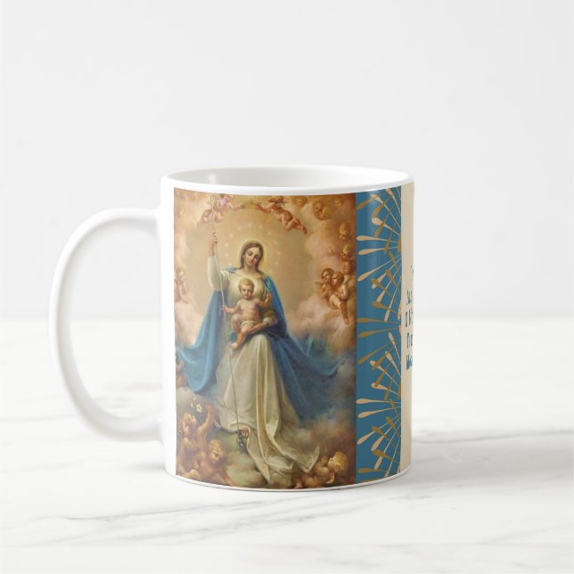 Mary Queen of Heaven Jesus Angels Coffee Mug (Left)