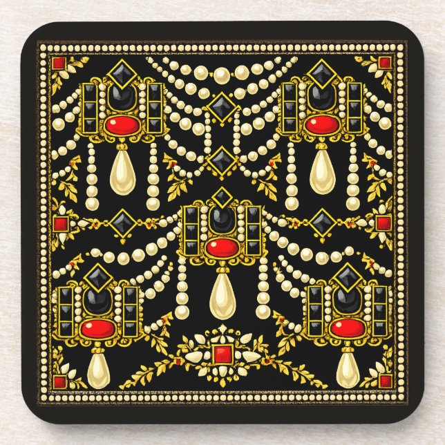 Mary Queen of Scots Jewells Inspired Design  Beverage Coaster (Front)