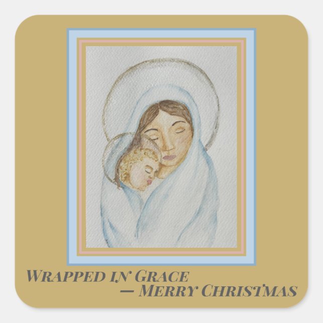 Mary’s Mantle Christmas Square Sticker (Front)