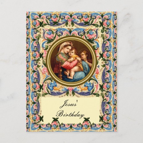 Mary the Madonna and child _ Jesus Birthday Postcard