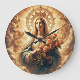 Mary Virgin Jesus Large Clock