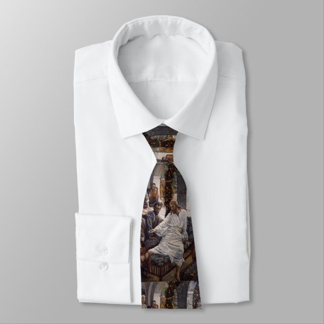 Mary Washing Jesus Feet Neck Tie (Tied)